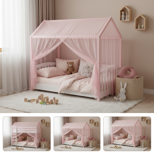 BaldaNet ciel de lit princesse rose sans texte