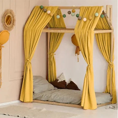 ciel de lit cabane orange accroche 120cmx350cm