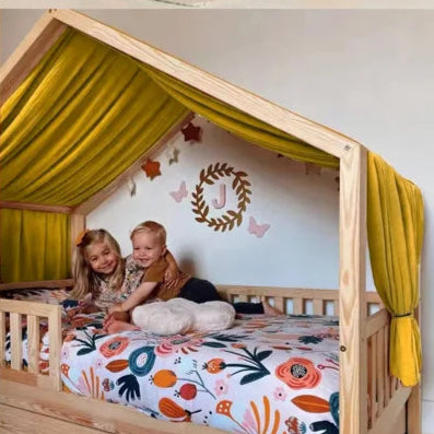 ciel de lit cabane orange enfant 120cmx350cm