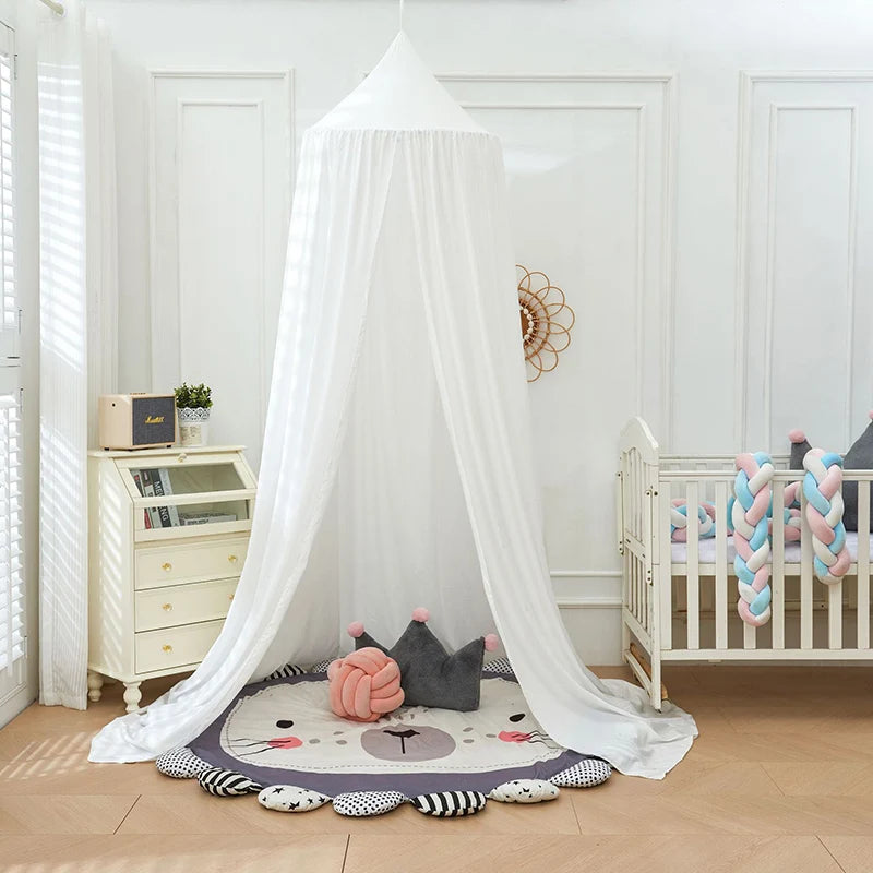 ciel de lit enfant blanc en dome suspendu pour coin de jeu