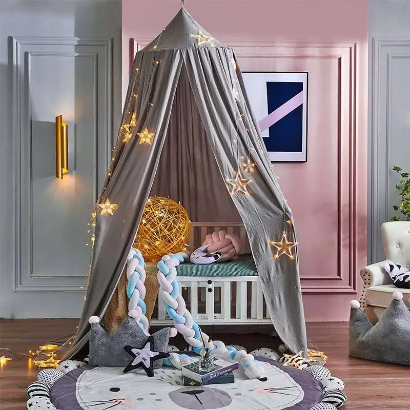 ciel de lit enfant gris fonce en dome
