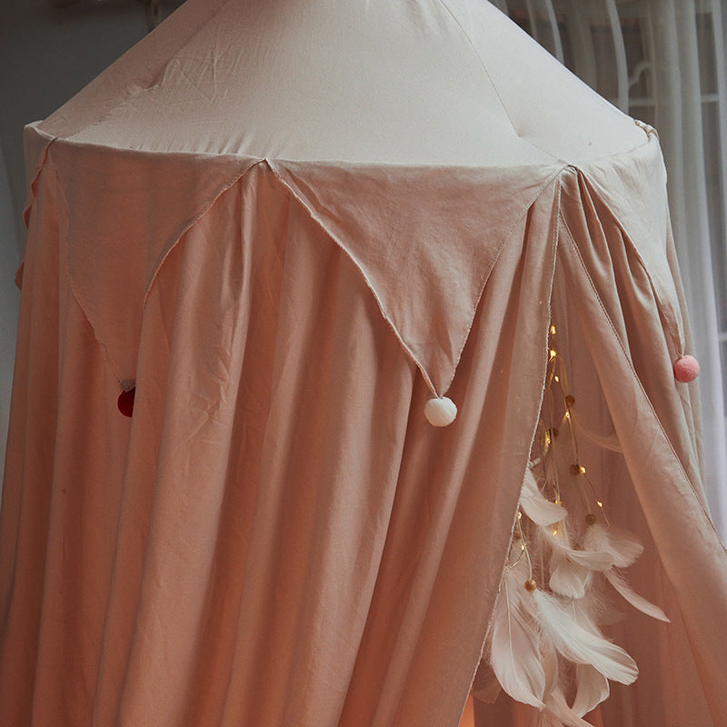 ciel de lit enfant rose dome en pompon