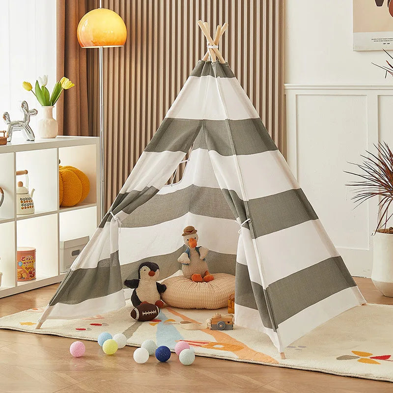 peluche canard sous tipi enfant gris blanc