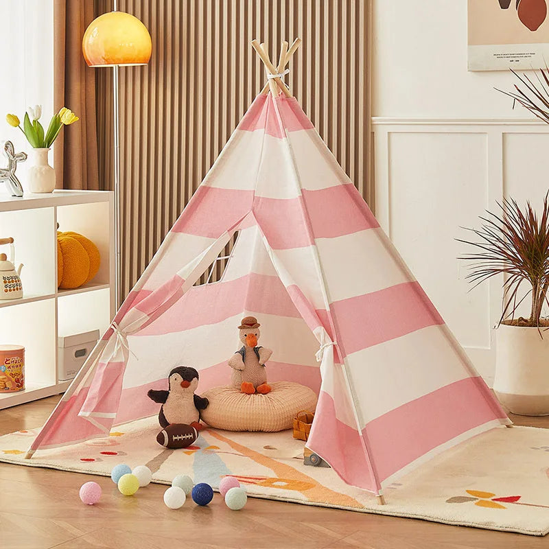 peluche canard sous tipi enfant rose blanc