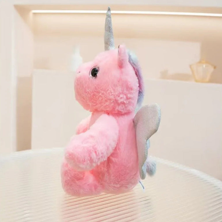 peluche licorne lumineuse rose