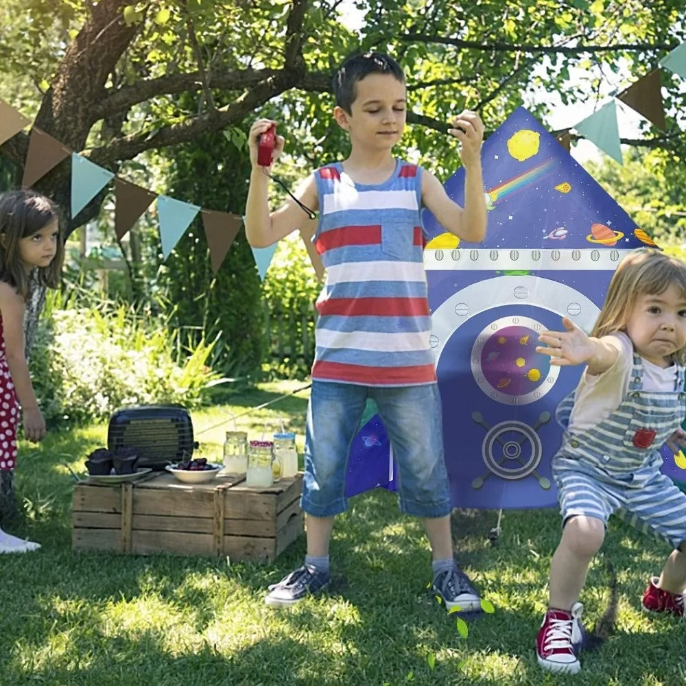tente enfant bleu PlayTent fusée spatiale jeu dans le parc