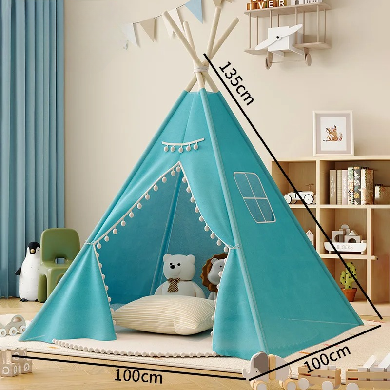 tipi enfant bleu avec fenetre 100x135cm