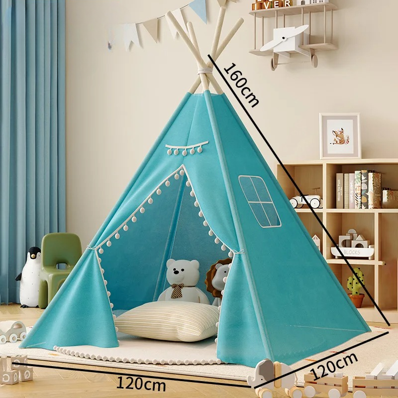 tipi enfant bleu avec fenetre 120x160cm