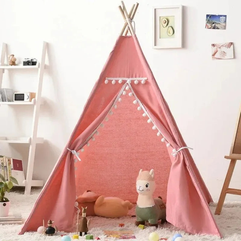 tipi enfant rose avec peluche