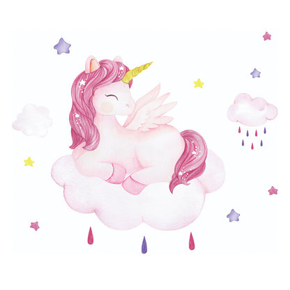 stickers muraux licorne rose pour chambre enfant