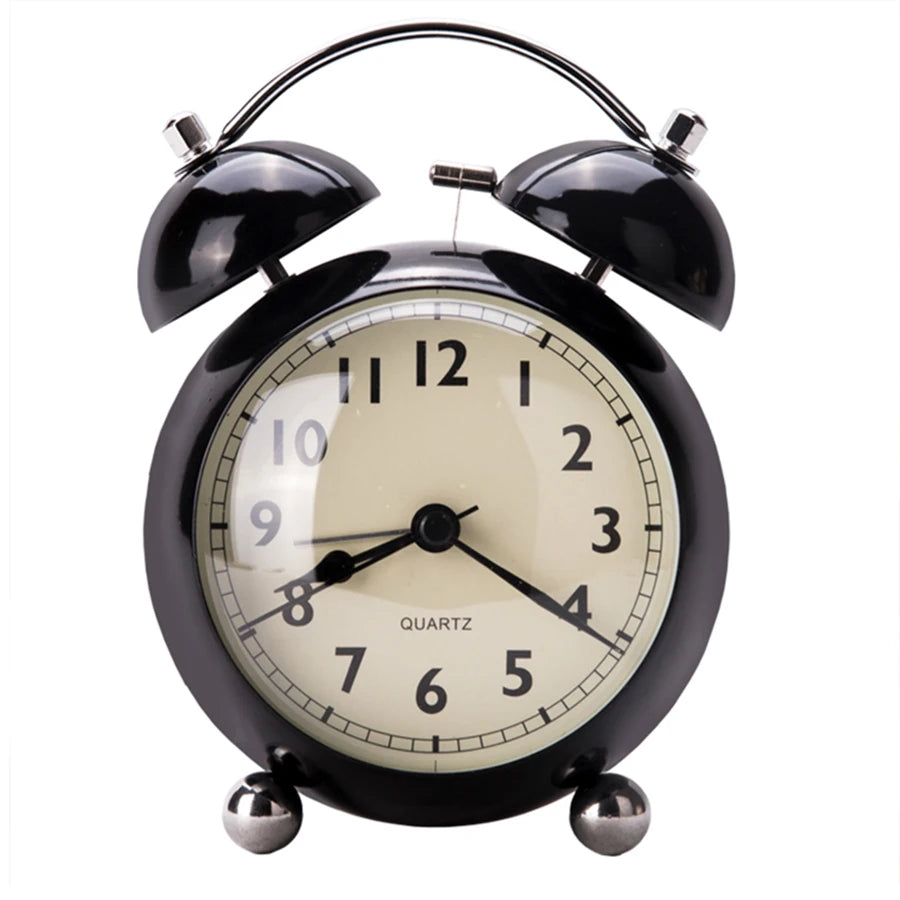 réveil analogique métal rétro silencieux pour enfant – horloge quartz bureau