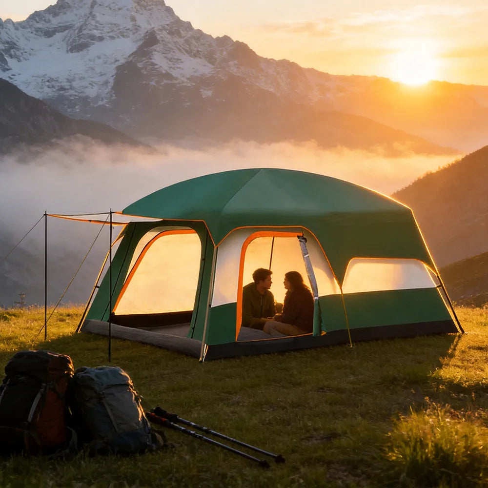 Large Family Tent Luxury Tents For Camping With Rooms 2-4 People Waterproof One-Bedroom And One-living Room Design Big Tent