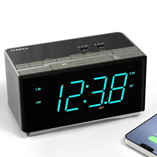 réveil bluetooth enfant – double alarme, radio fm & port usb