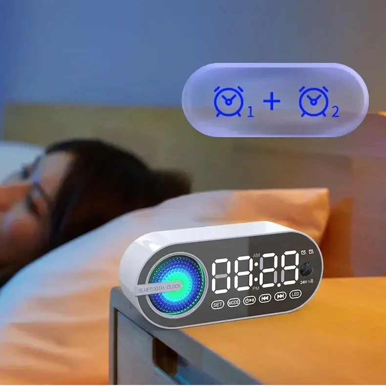 réveil bluetooth enfant avec haut-parleur, led rgb et affichage miroir