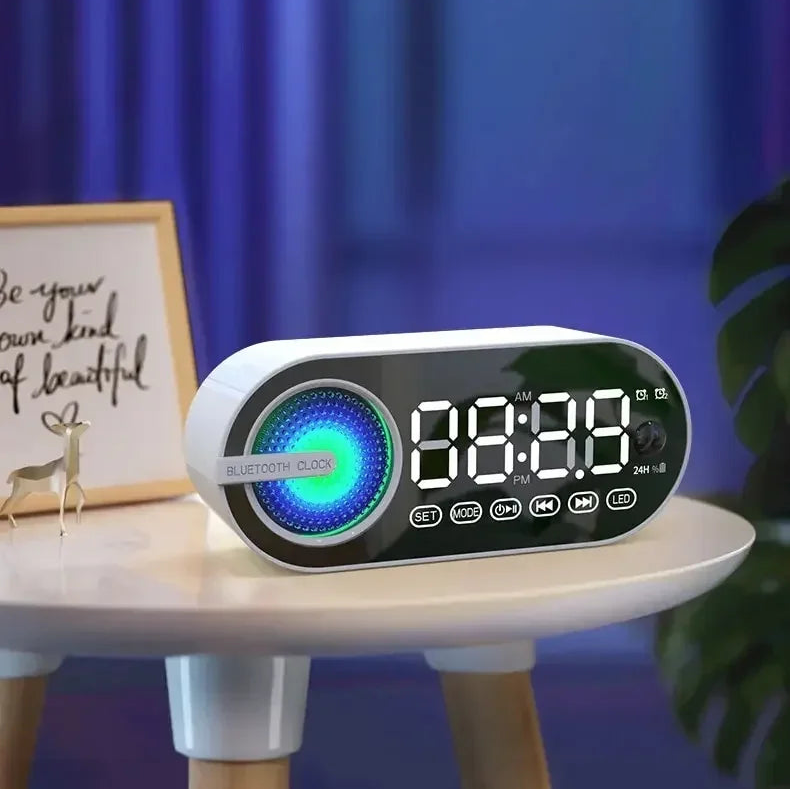 réveil bluetooth enfant avec haut-parleur, led rgb et affichage miroir