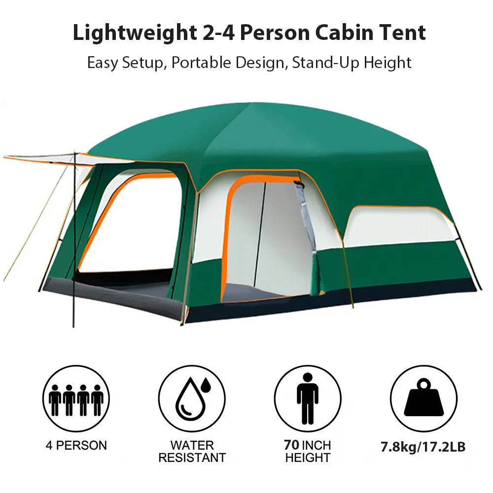 Large Family Tent Luxury Tents For Camping With Rooms 2-4 People Waterproof One-Bedroom And One-living Room Design Big Tent