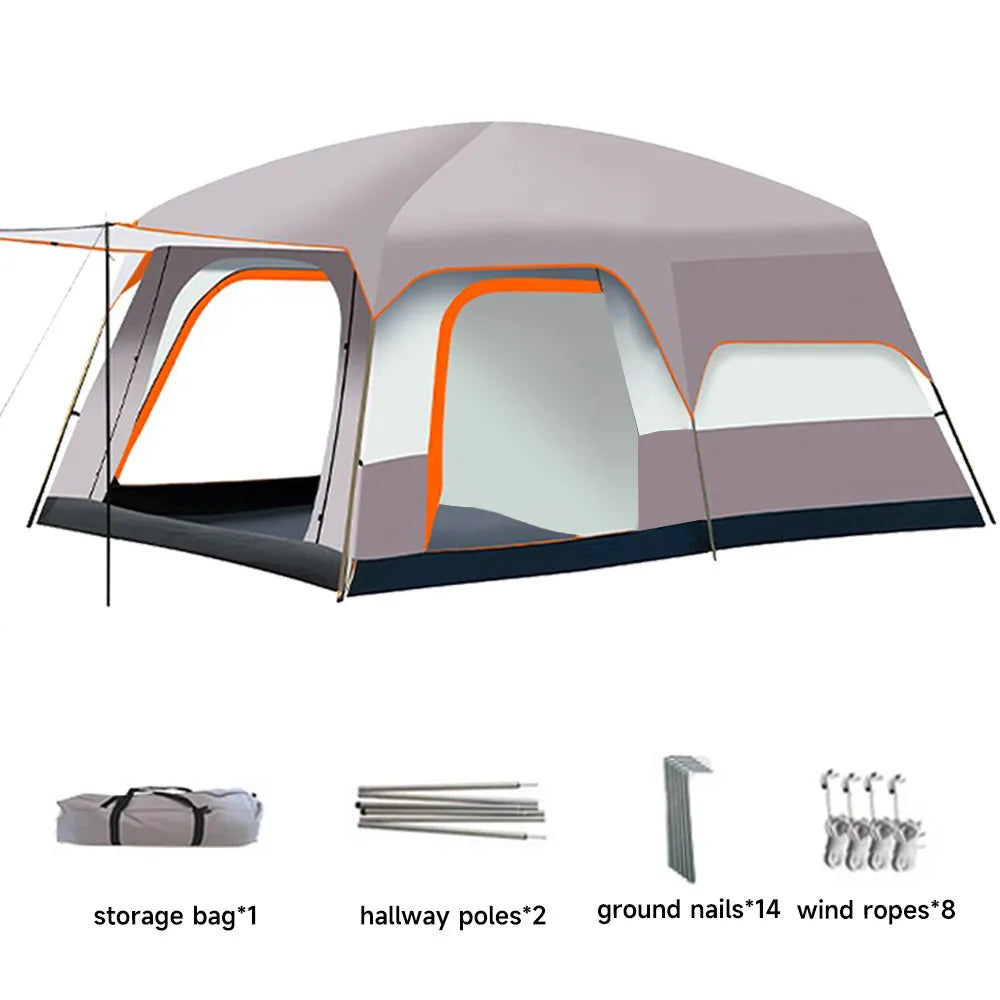 Large Family Tent Luxury Tents For Camping With Rooms 2-4 People Waterproof One-Bedroom And One-living Room Design Big Tent
