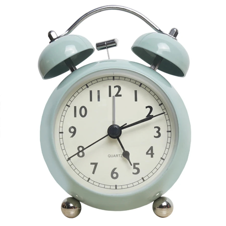 réveil analogique métal rétro silencieux pour enfant – horloge quartz bureau