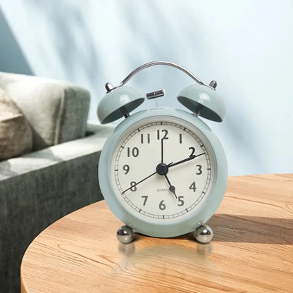 réveil analogique métal rétro silencieux pour enfant – horloge quartz bureau