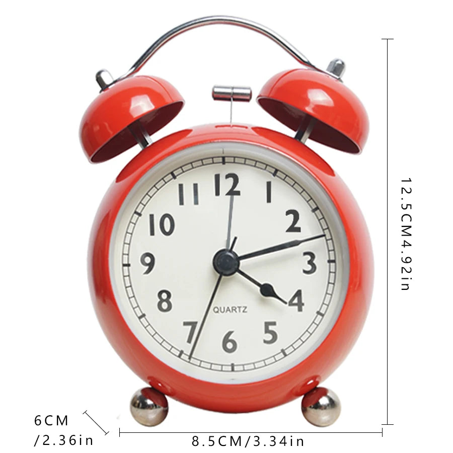 réveil analogique métal rétro silencieux pour enfant – horloge quartz bureau