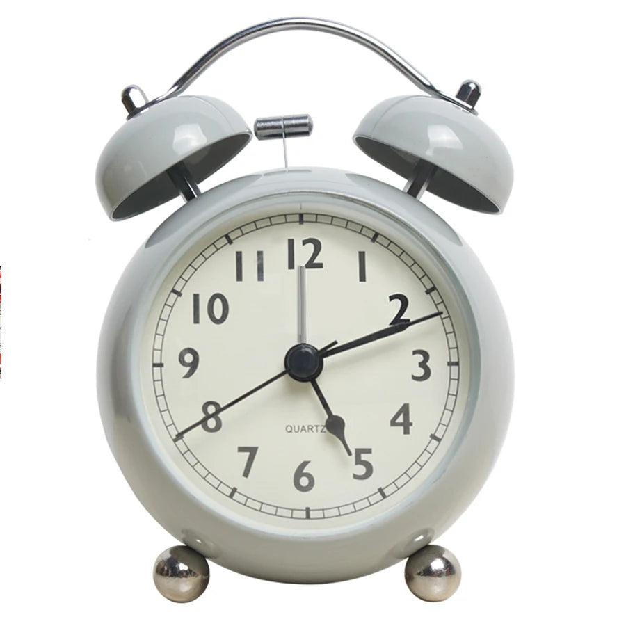 réveil analogique métal rétro silencieux pour enfant – horloge quartz bureau