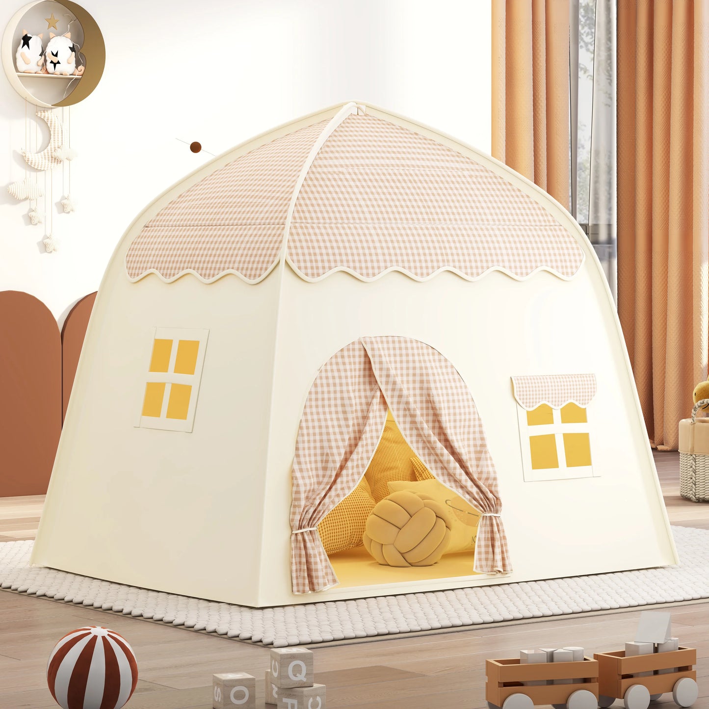 tente château princesse enfant pliable – cabane de jeu intérieure et extérieure