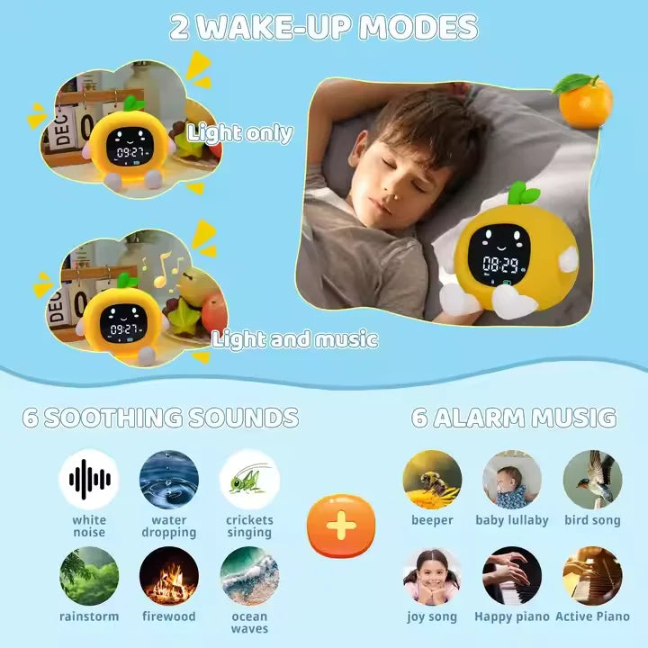 réveil éducatif enfant - entraînement au sommeil avec bruit blanc & veilleuse | SleepTraining