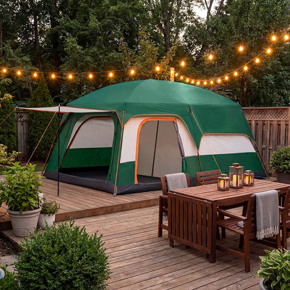 Large Family Tent Luxury Tents For Camping With Rooms 2-4 People Waterproof One-Bedroom And One-living Room Design Big Tent