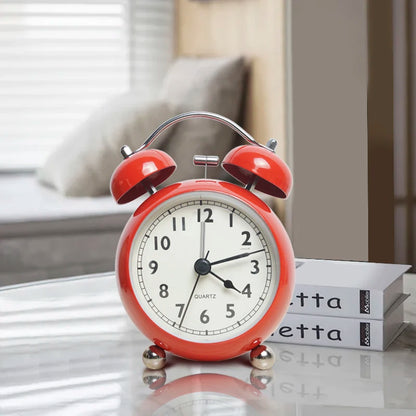 réveil analogique métal rétro silencieux pour enfant – horloge quartz bureau