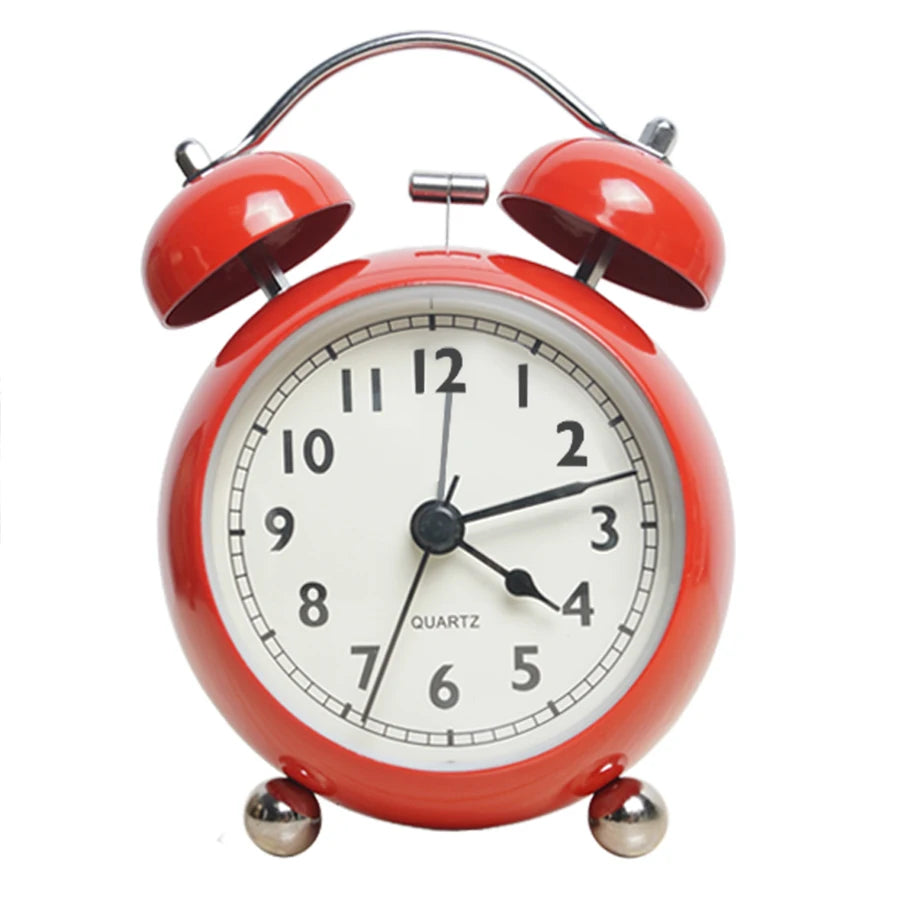 réveil analogique métal rétro silencieux pour enfant – horloge quartz bureau