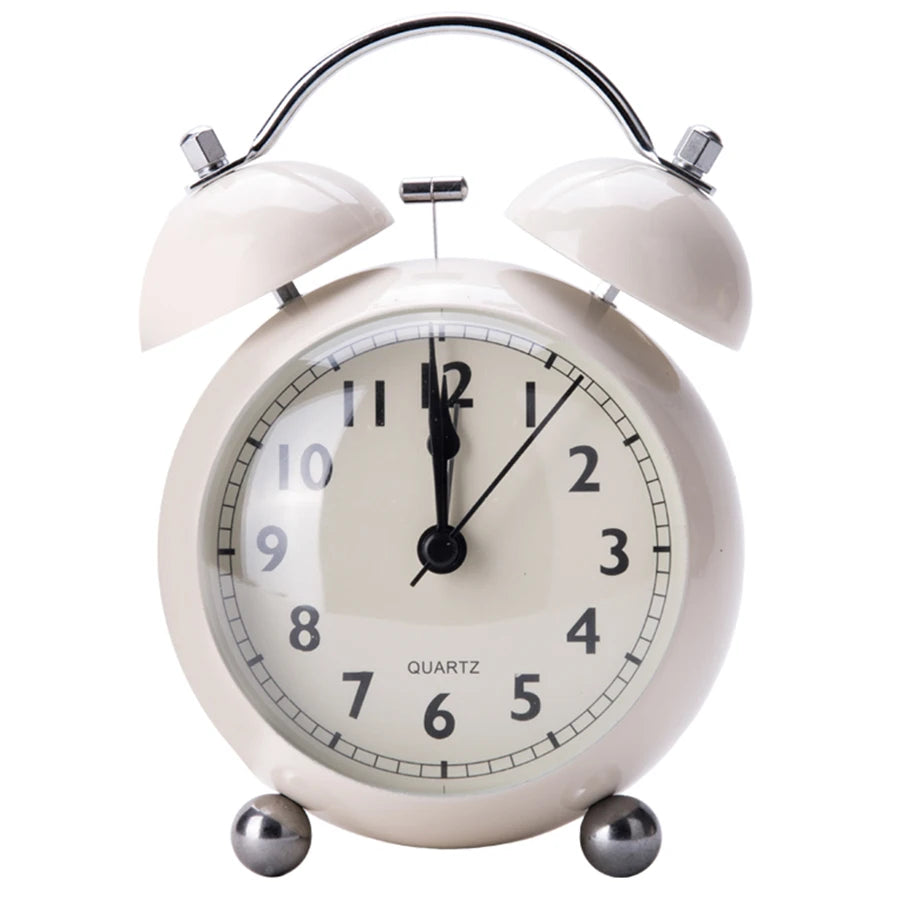 réveil analogique métal rétro silencieux pour enfant – horloge quartz bureau