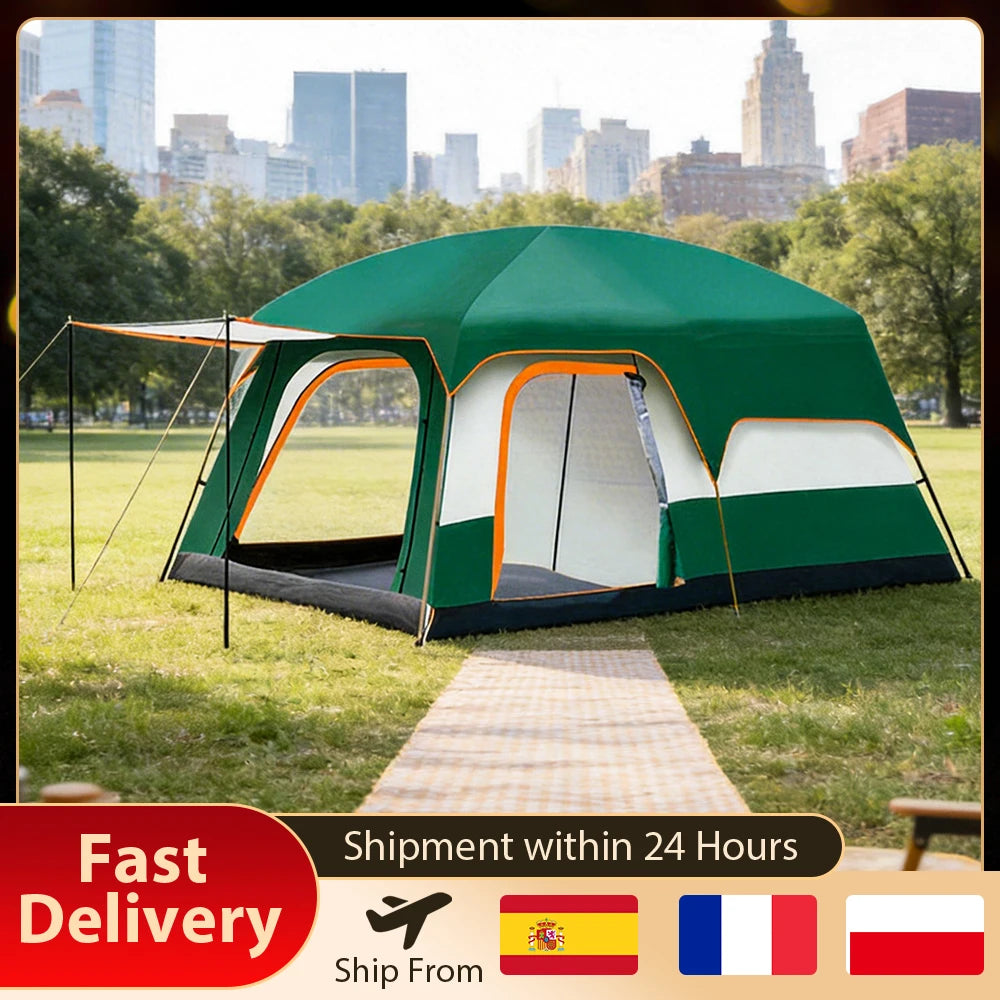 Large Family Tent Luxury Tents For Camping With Rooms 2-4 People Waterproof One-Bedroom And One-living Room Design Big Tent
