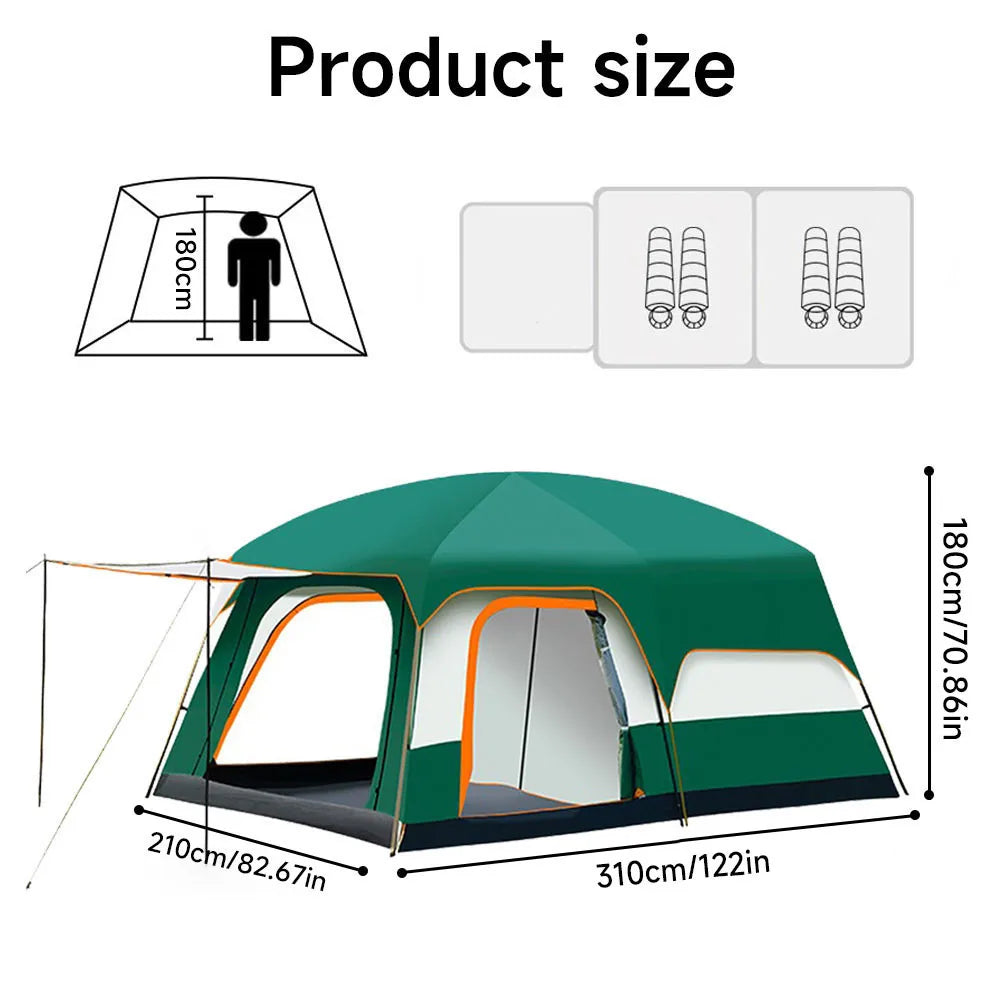Large Family Tent Luxury Tents For Camping With Rooms 2-4 People Waterproof One-Bedroom And One-living Room Design Big Tent