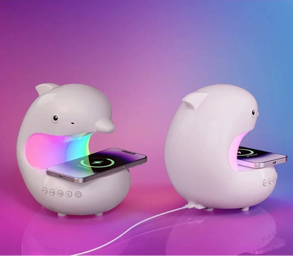 reveil veilleuse dauphin enfant – lampe bluetooth rgb avec chargeur sans fil DolphinGlow