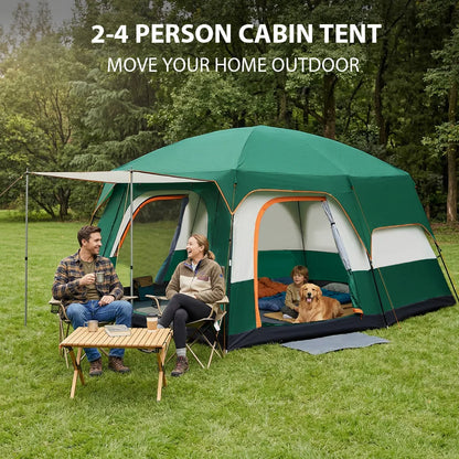 Large Family Tent Luxury Tents For Camping With Rooms 2-4 People Waterproof One-Bedroom And One-living Room Design Big Tent