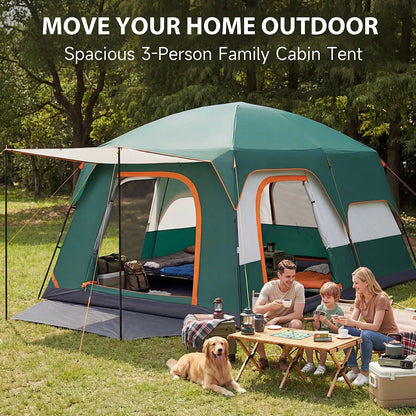 Large Family Tent Luxury Tents For Camping With Rooms 2-4 People Waterproof One-Bedroom And One-living Room Design Big Tent