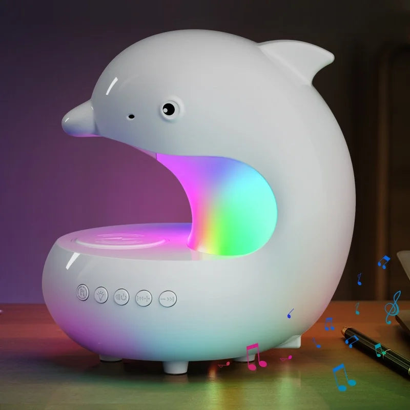 reveil veilleuse dauphin enfant – lampe bluetooth rgb avec chargeur sans fil | DolphinGlow™