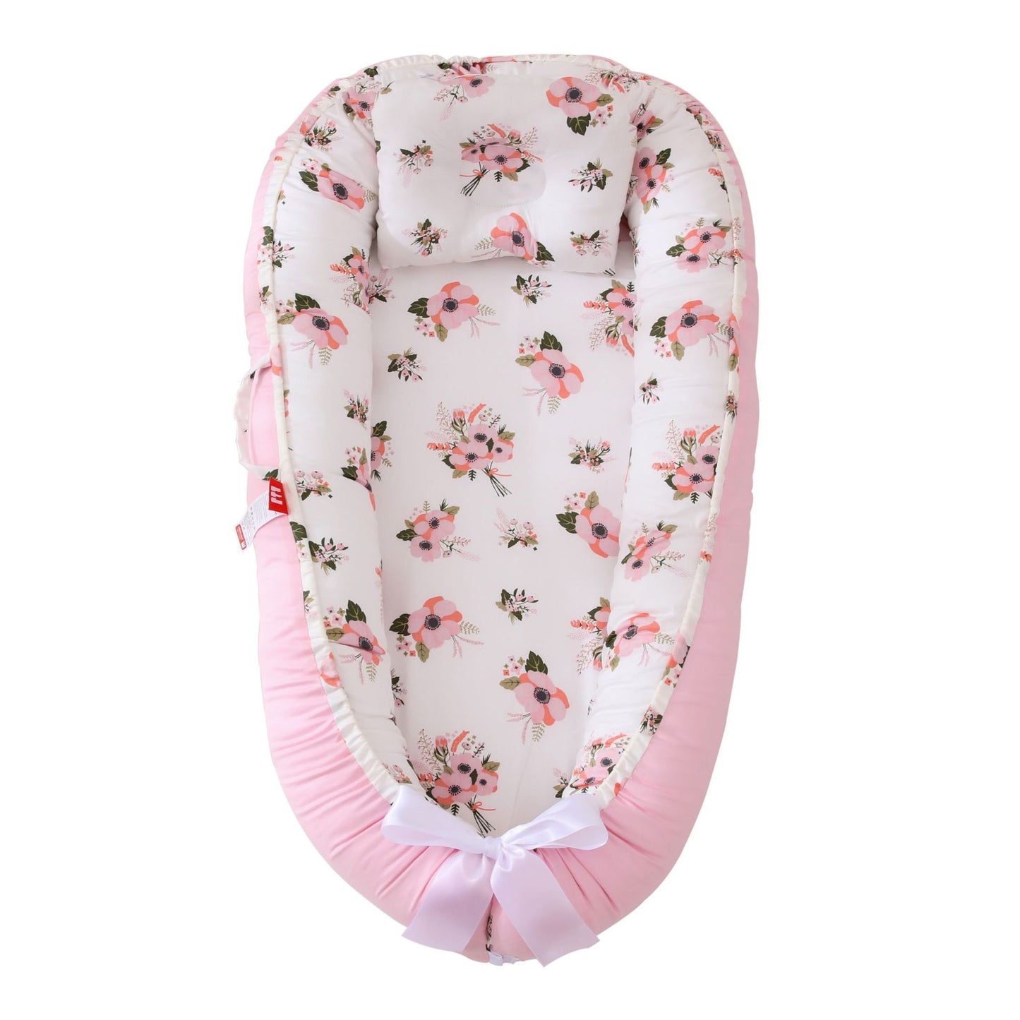 berceau bionique amovible cocon securise et evolutif pour bebe rose avec coussin
