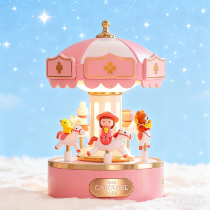 boite a musique rechargeable carousselson park rose a trefle