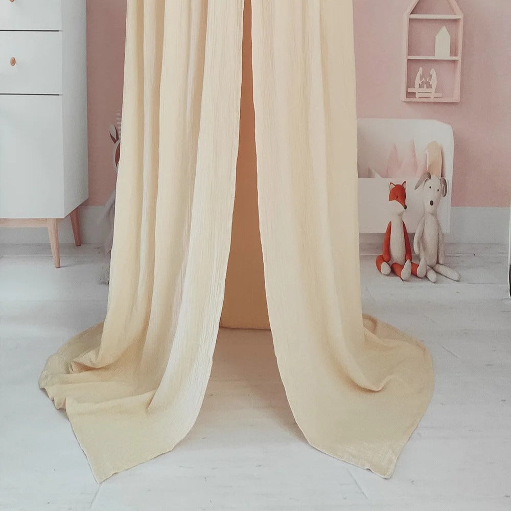 ciel de lit beige accroche