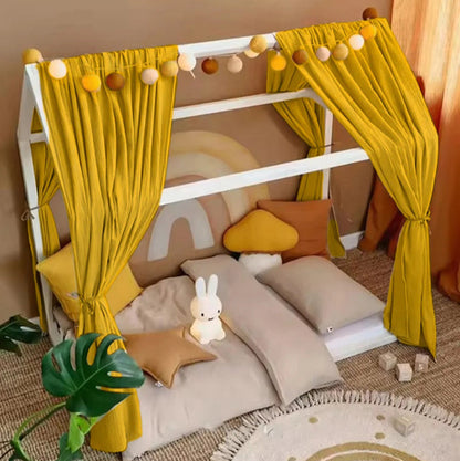 ciel de lit cabane garçon orange 120cmx350cm