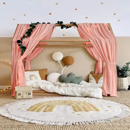 ciel de lit cabane rose saumon 120cmx350cm