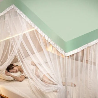 ciel de lit cabane vert protection moustique