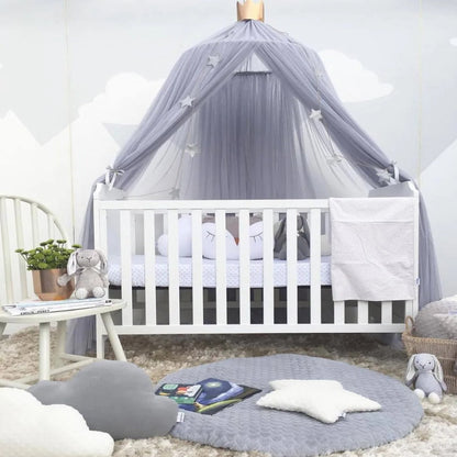ciel de lit enfant AuventGris etendu sur berceau