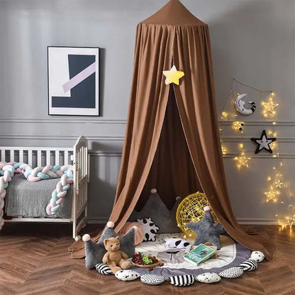 ciel de lit enfant  brun en dome suspendu coin de jeu 