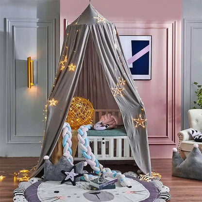 ciel de lit enfant gris fonce en dome