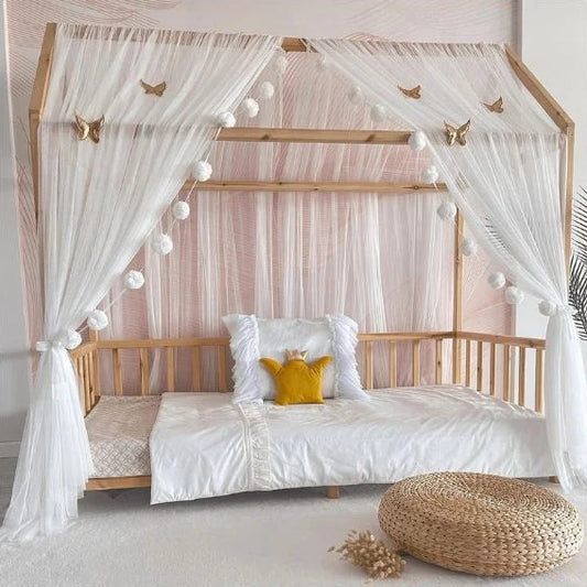 ciel de lit pour lit cabane blanc