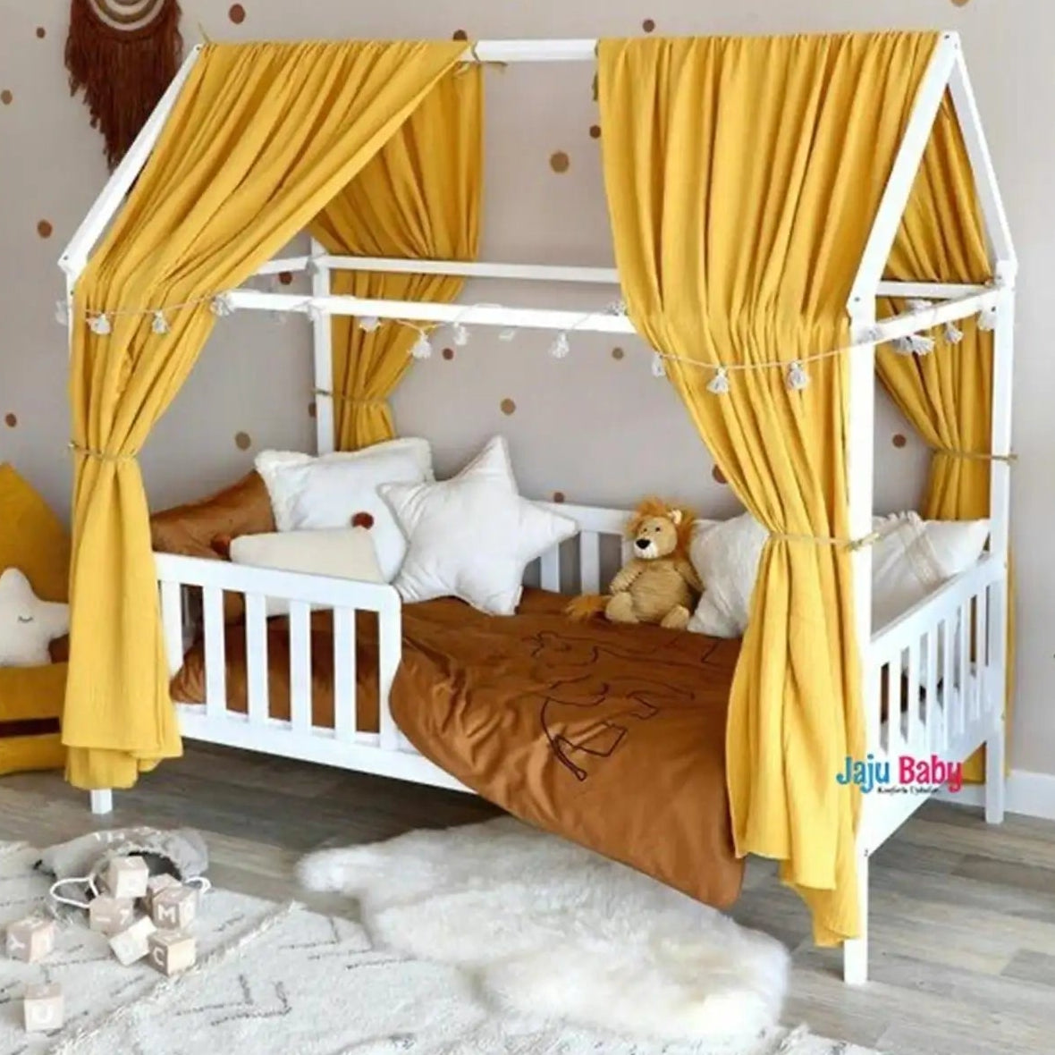 ciel de lit pour lit cabane jaune