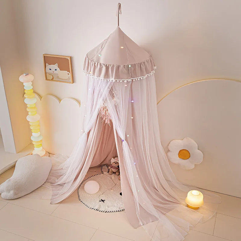 ciel de lit princesse rose poudre en dome muerani au coin de jeu