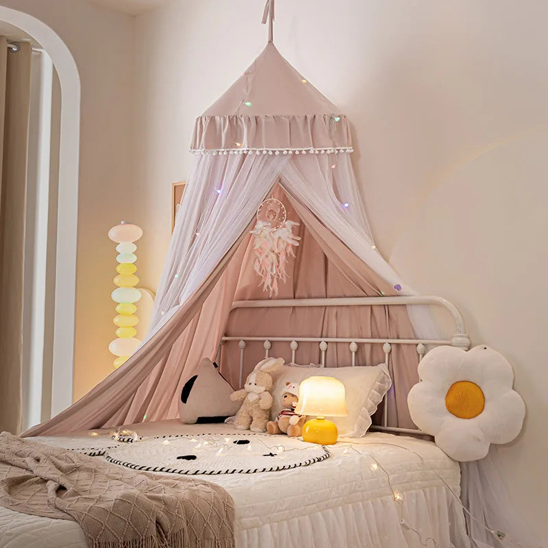 ciel de lit princesse rose poudre en dome muerani